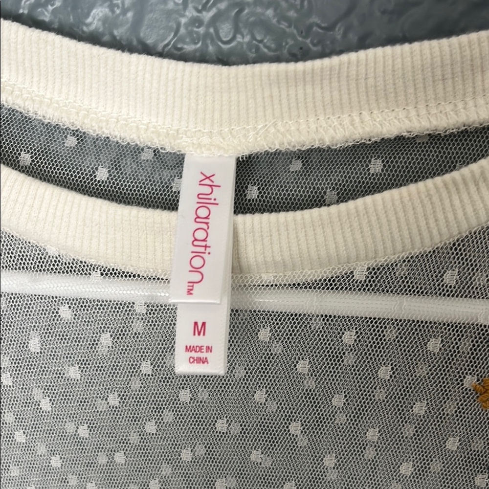 ***On hold***Xhilaration // Embroidered Sheer Cream Top size Medium - Picture 5 of 12